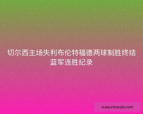 切尔西主场失利布伦特福德两球制胜终结蓝军连胜纪录