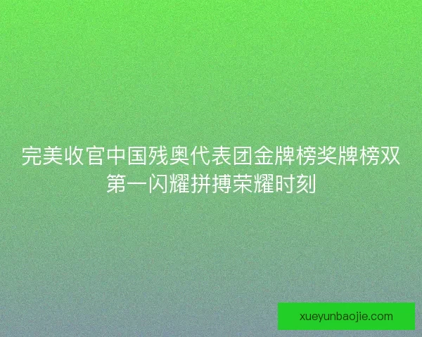 完美收官中国残奥代表团金牌榜奖牌榜双第一闪耀拼搏荣耀时刻